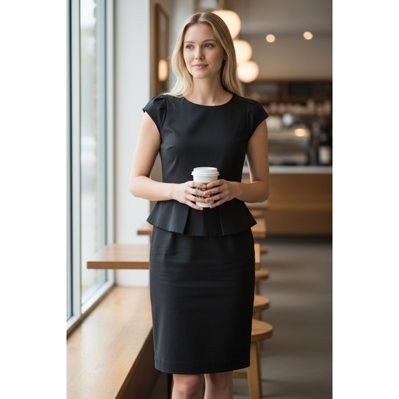 J. Crew Factory Jackets & Blazers - J‎ Crew Peplum Dress Size 0 Stretch Wool Navy Sheath Classic Preppy